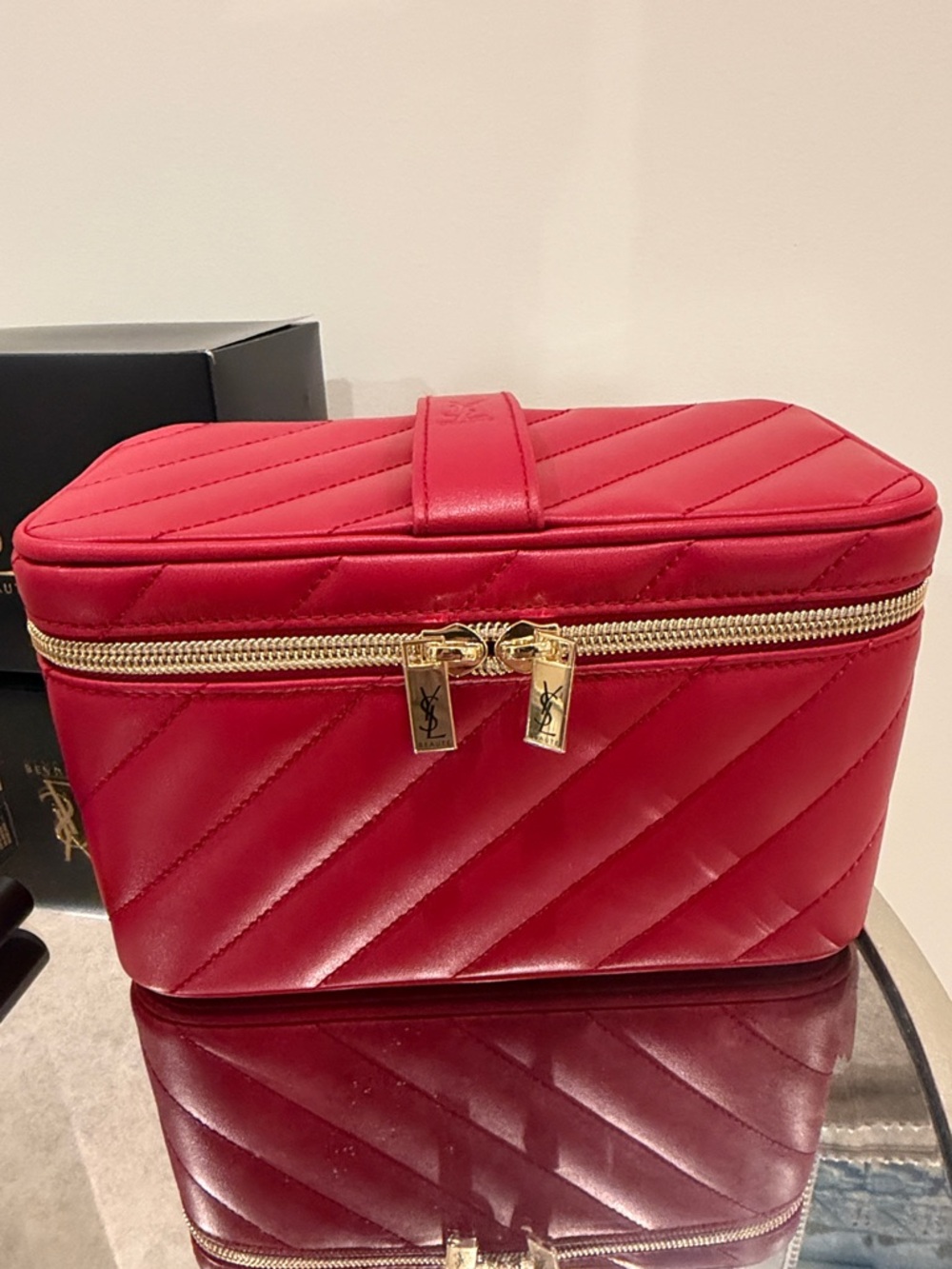 Yves Saint Laurent Beauty Red Quilted Cosmetic Case - Picture 9 of 10